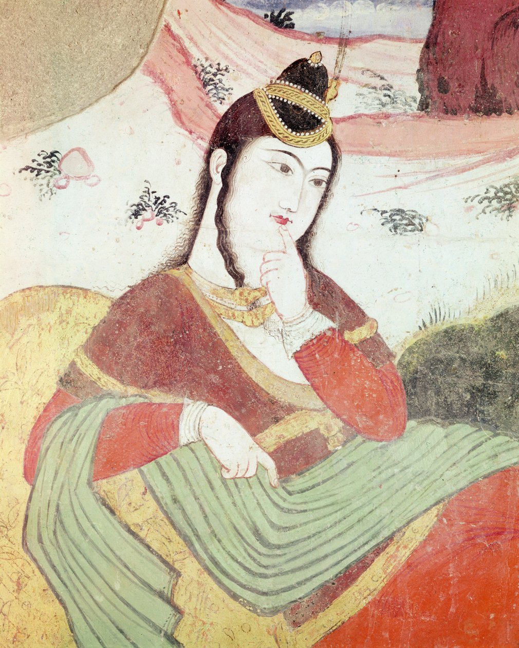 Kobieta z dworu Szacha Abbasa I, 1585-1627 (szczegół) autorstwa Persian School
