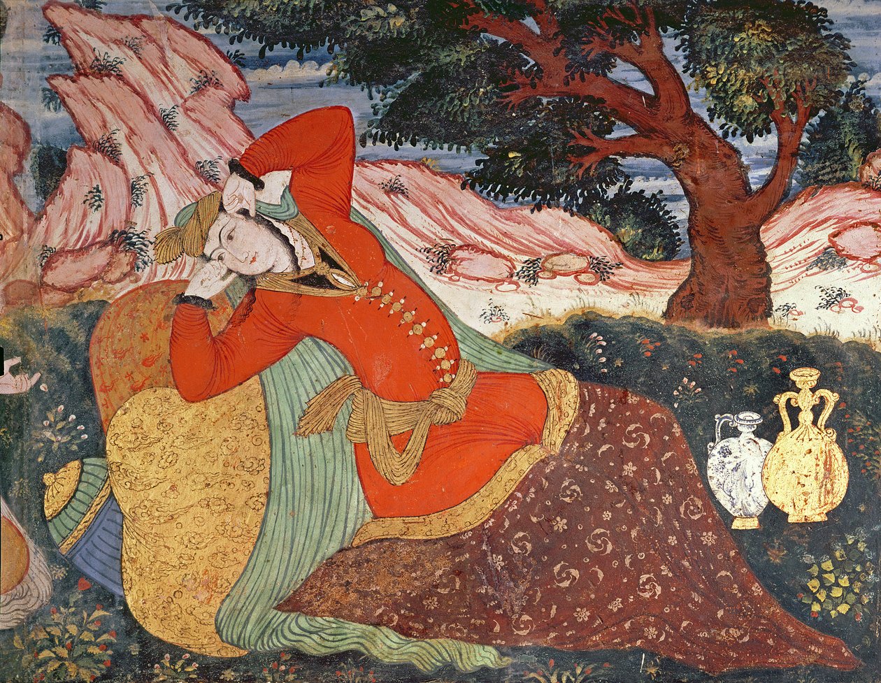 Kobieta z dworu Szacha Abbasa I, 1585-1627 (szczegół) autorstwa Persian School