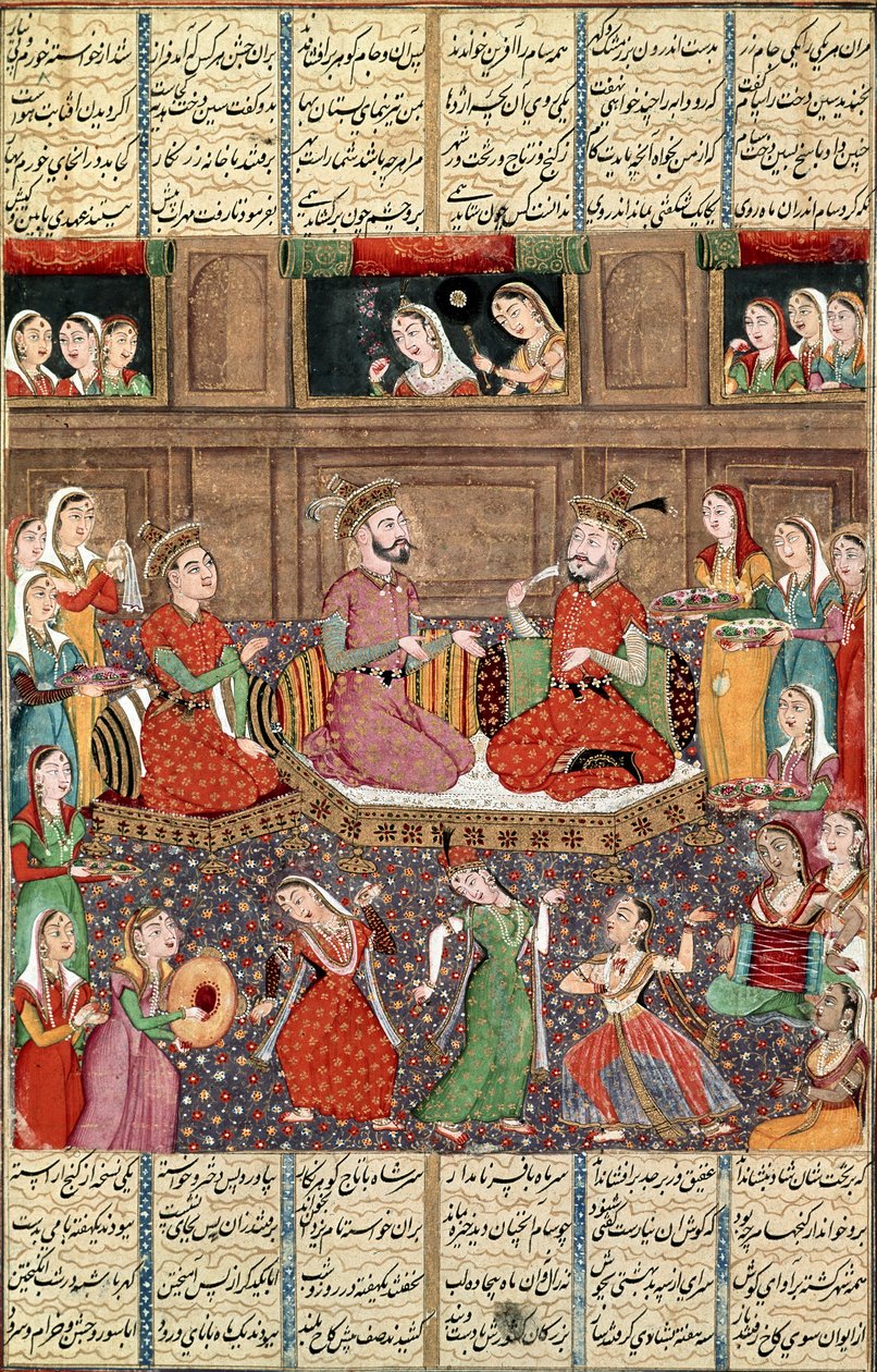 Przyjęcie na dworze królewskim w Kabulu od Firdawsis Shahnama autorstwa Persian School