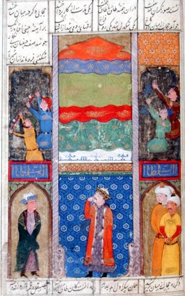 Konkurs malarstwa ściennego między ludźmi rumu i Chin, z „Khamsy” Nizami Ganjavi, ok. 1465-75 (gwasz na papierze) autorstwa Persian School