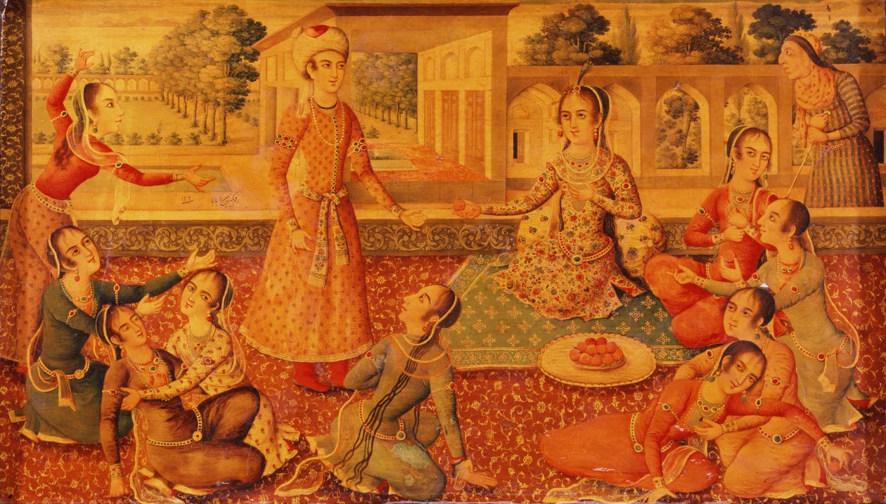 Późna szkatułka z papieru mache lakierowanego w stylu Zand, ok. 1794-95 autorstwa Persian School