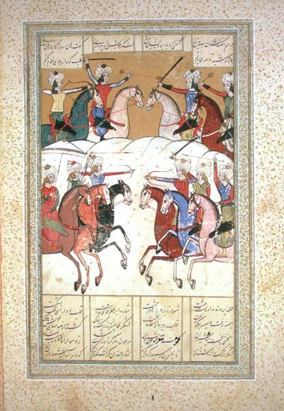 Scena Bitwy (akwarela na welinie) autorstwa Persian School