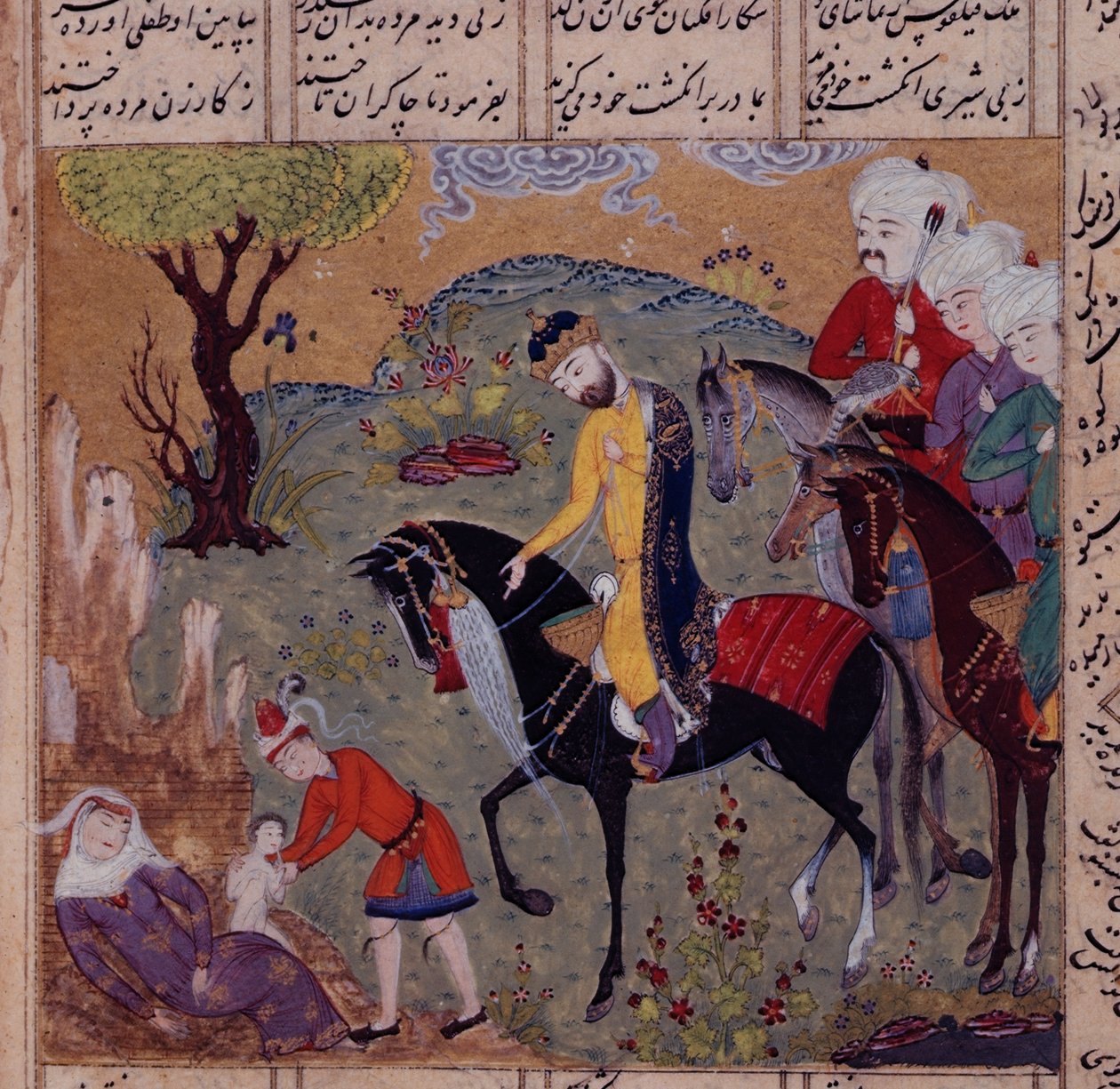 Fol.306v Narodziny Iskandar, z „Khamsa” Nizami, ok.1505 (gwasz na papierze) autorstwa Persian School