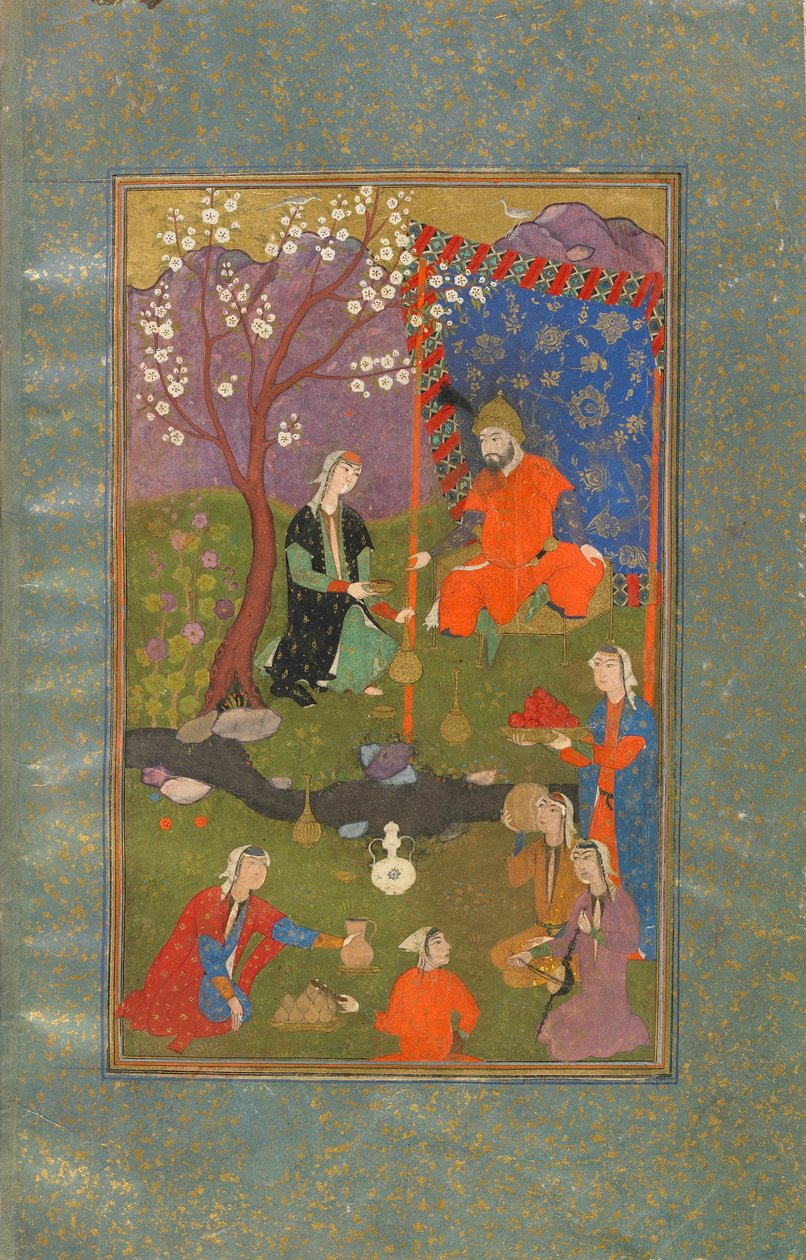 Folio z Jamshid u Khurshid, Iran, okres Safavid, ok. 1600 (nieprzezroczysta akwarela, tusz i złoto na papierze) autorstwa Persian School