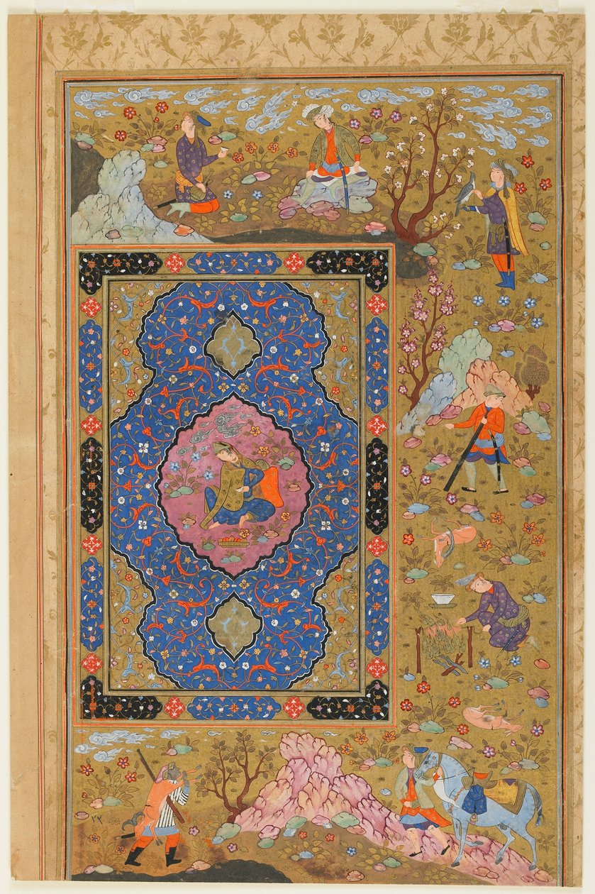 Folio z albumu; odwrócona: Młoda Kobieta, Isfahan, Iran, okres Safawidów, 1590-1610 (nieprzezroczysta akwarela, tusz i złoto na papierze) autorstwa Persian School