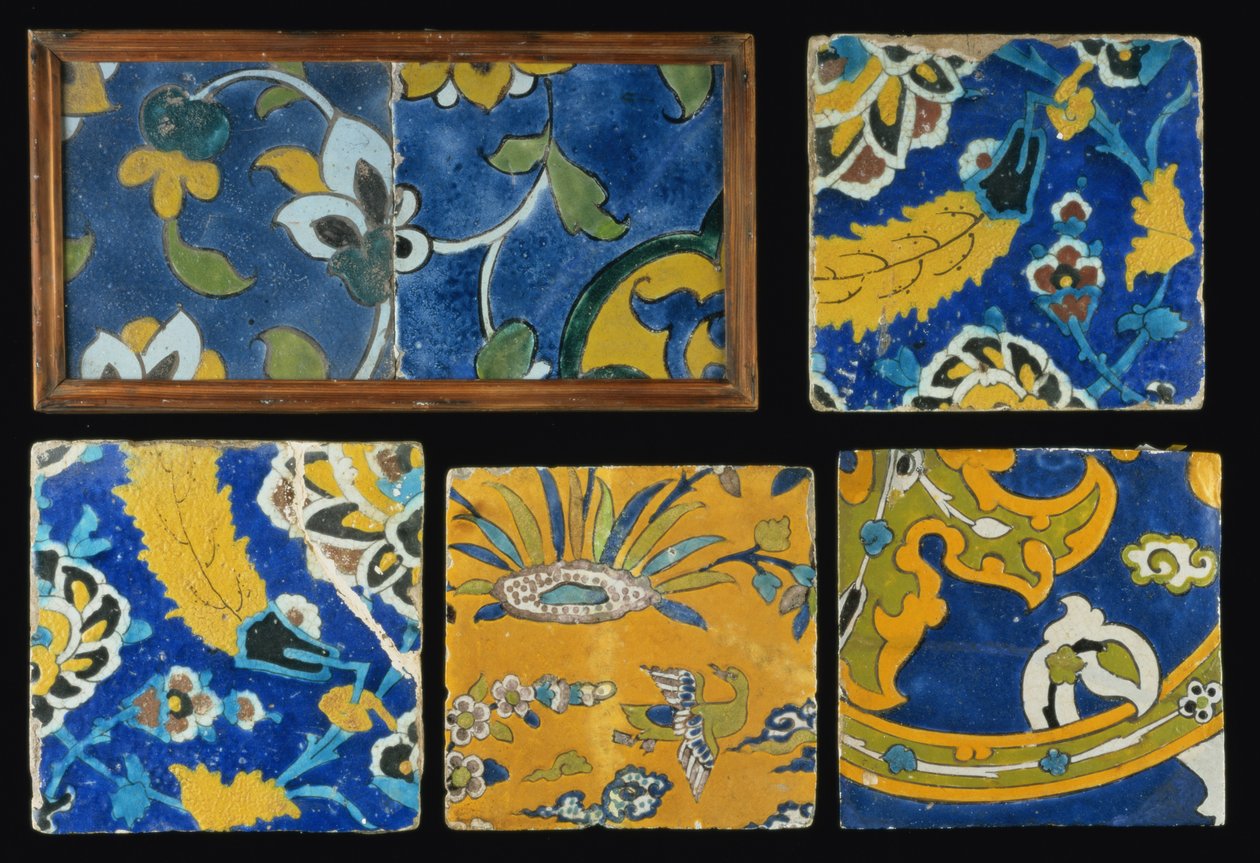 Grupa Safavid Cuerda Seca Tiles (ceramika) autorstwa Persian School
