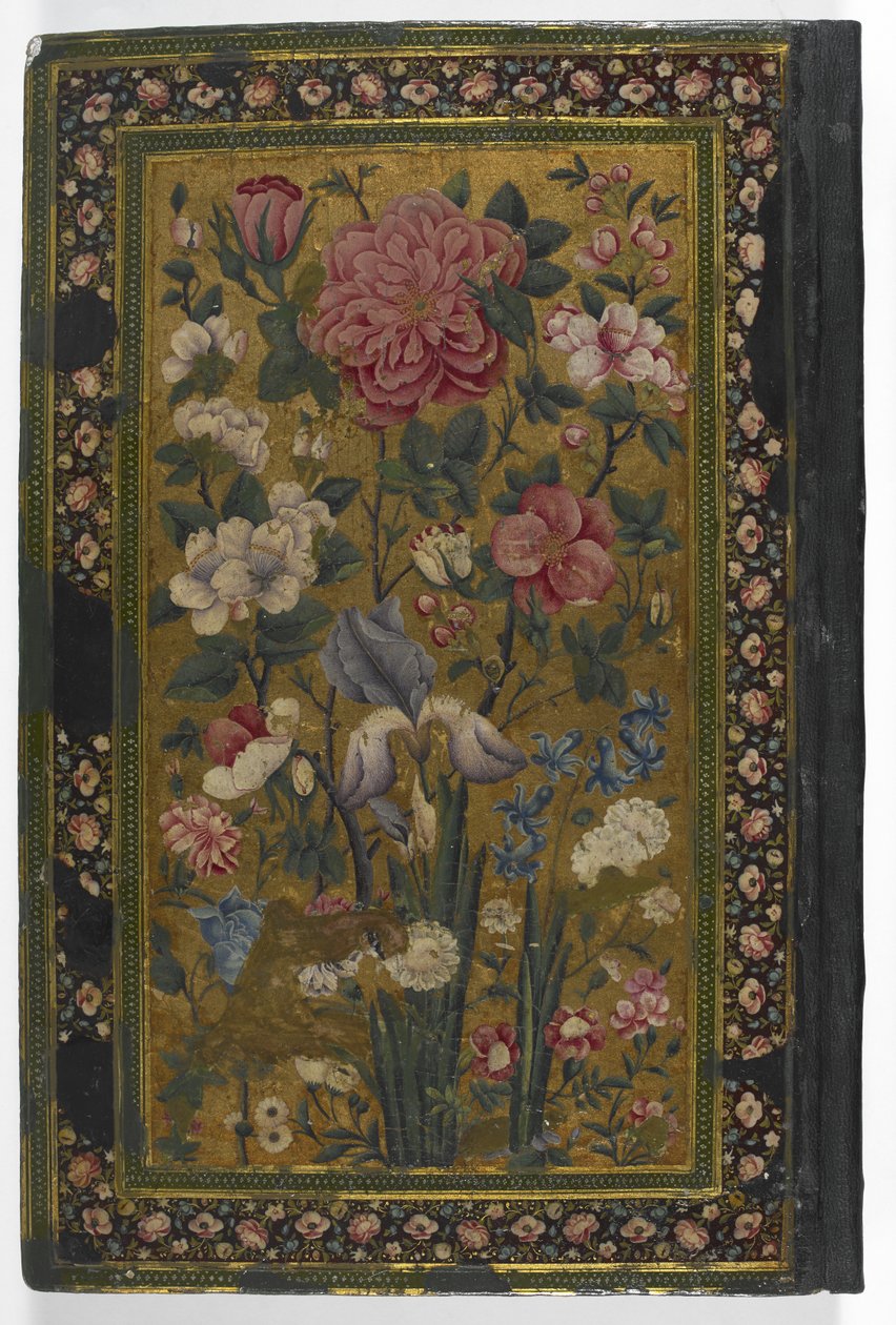 IO Islam 3558 Tylna okładka „Dīvān-i Khaqān”, Fatḥ ʻAli Shāh Qājār (malowanie na lakierze) autorstwa Persian School