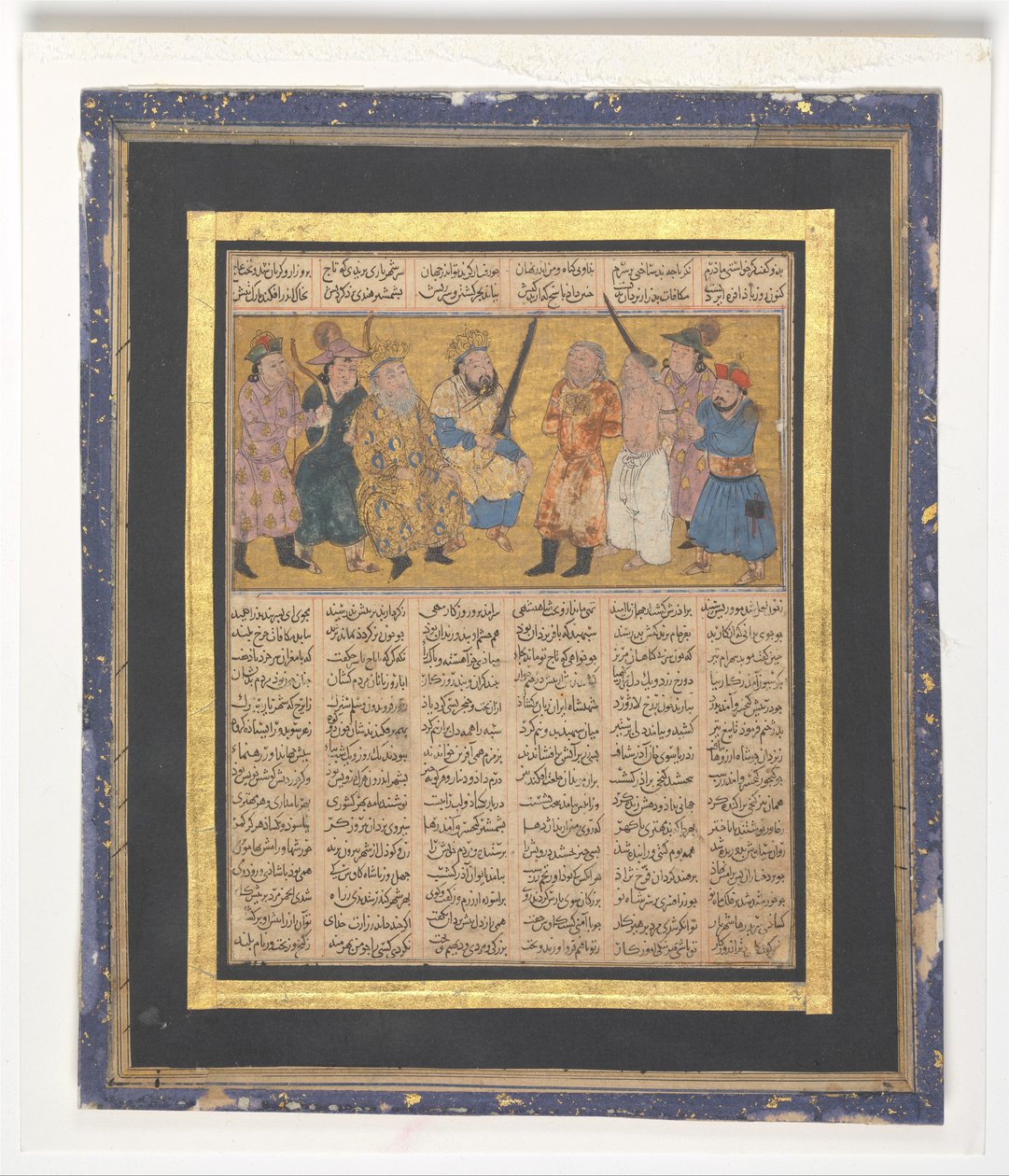 Kai Khusrau na tronie trzymający miecz, ok. 1300-30 (atrament, nieprzezroczysta akwarela i złoto na papierze) autorstwa Persian School