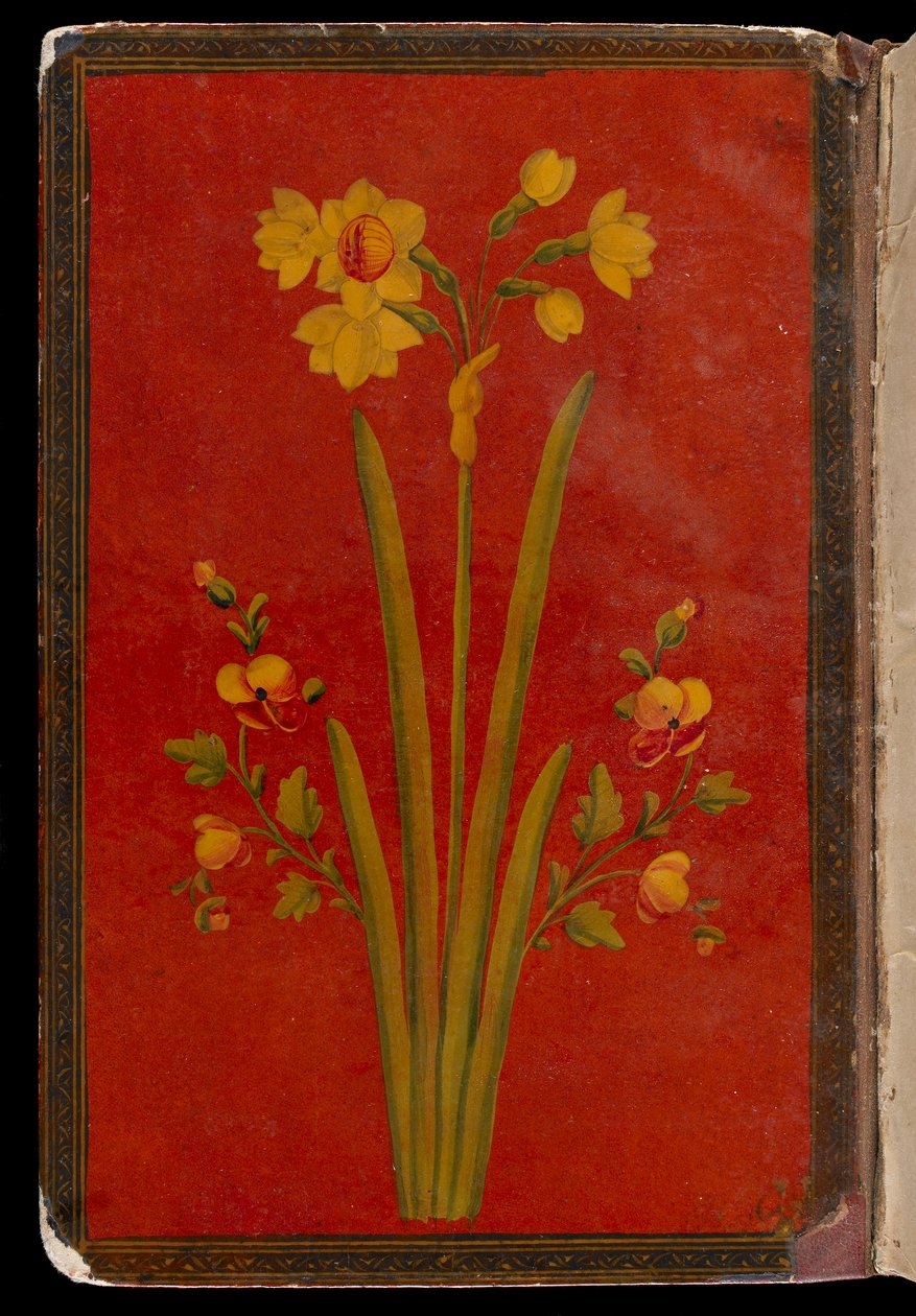 Khamsa (Kwintet) Nizami (zm. 1209) Sziraz, Fars, prawdopodobnie Iran, 1433-34 (nieprzezroczysta akwarela, atrament i złoto na papierze) autorstwa Persian School