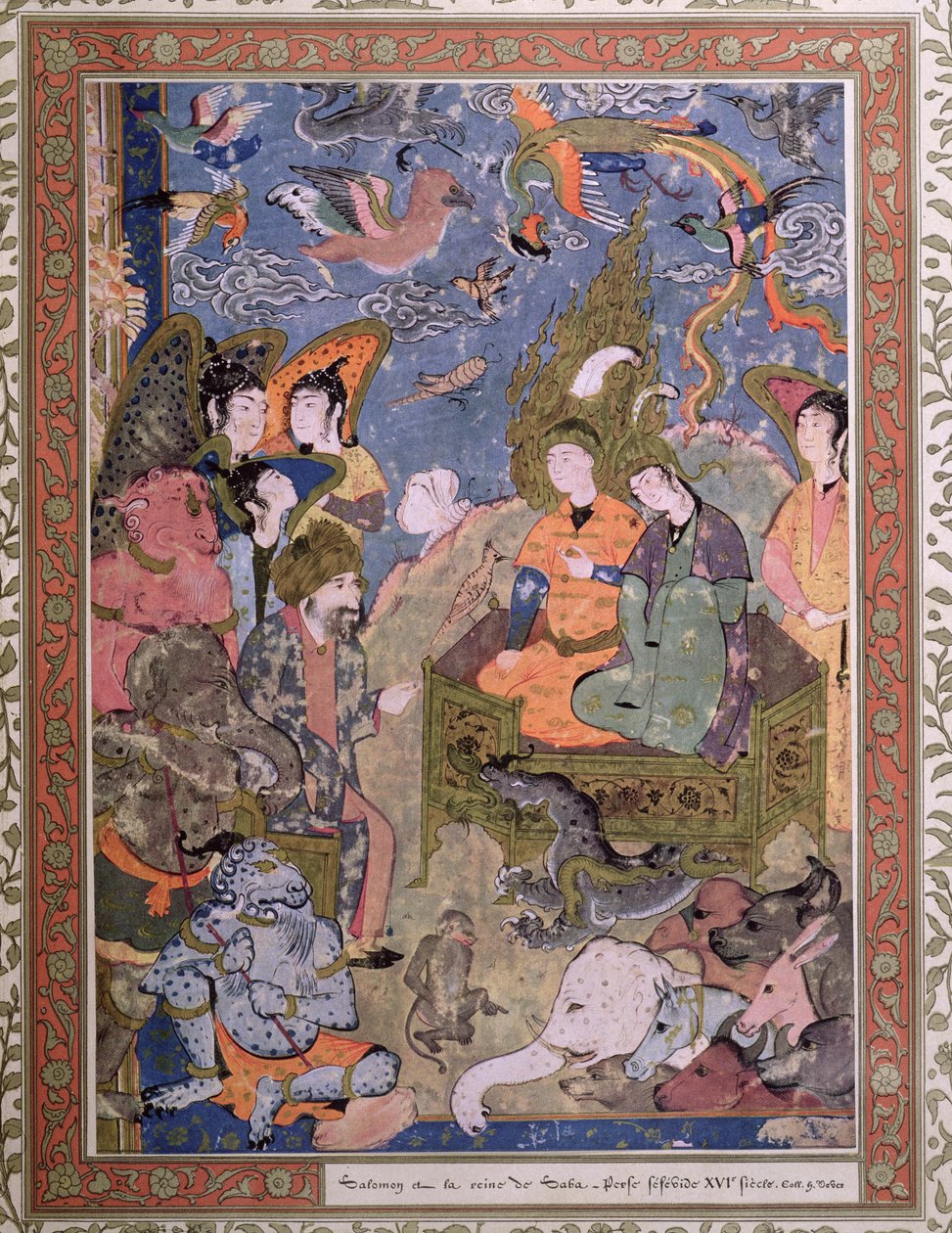 Król Salomon i królowa Saby, według oryginalnej miniatury autorstwa Persian School