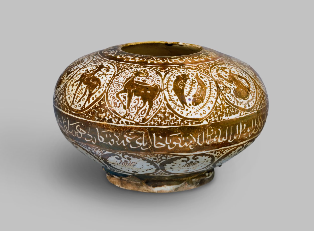 Luster ozdobiony znakami zodiaku, Kaszan, Iran, okres seldżucki, początek XIII w. (pasta kamienna z połyskiem na glazurze) autorstwa Persian School