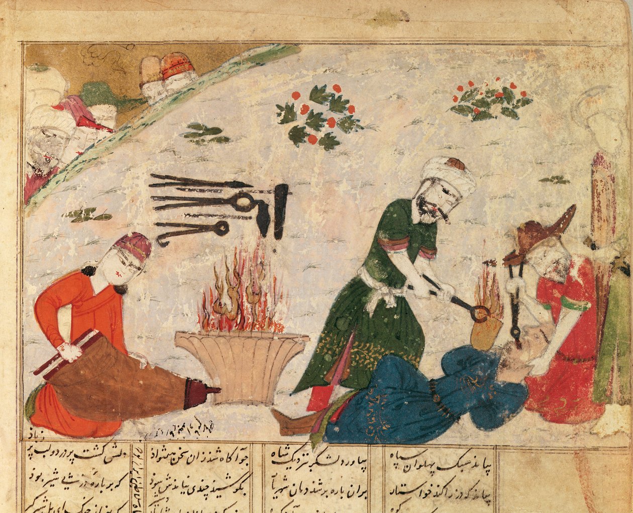 Ms Supp Pers 493 fol.363v Torturowanie jednego ze strażników Haftvads, z Shahnama (Księgi Królów) przez Abul-Qasima Manura Firdawsiego (ok.934-c.1020) autorstwa Persian School