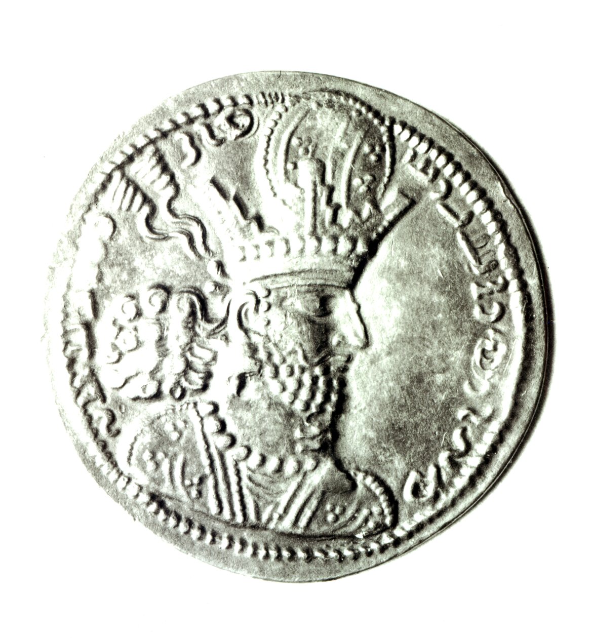 Awers monety przedstawiający profil Szapura II (310-79), Sassanian (srebrny) (patrz 162414 na rewersie) autorstwa Persian School