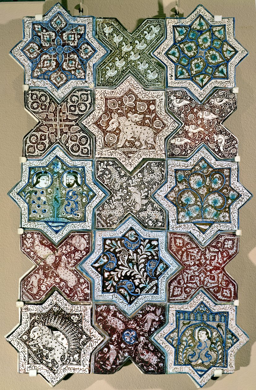 Panel z płytek, Kaszan, środkowy Iran, ok. 1250-1300 r. (wyroby frytowe) autorstwa Persian School