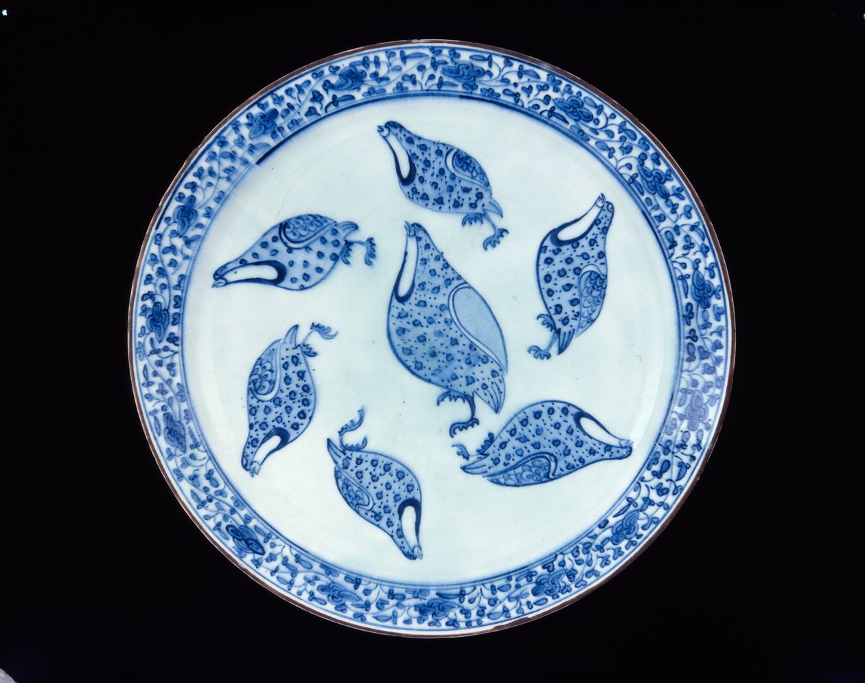 Danie z kuropatwy, Iran, okres Safawidów, XVIII w. (pasta kamienna z niebieską glazurą) autorstwa Persian School