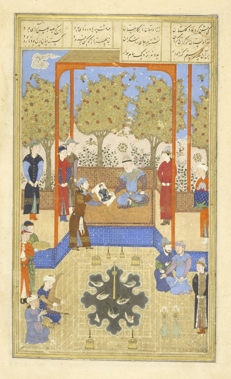 Perski 239 fol.30b Portret małego Rustama pokazany Samowi, ilustracja z „Sahnamy” (Księgi Królów) autorstwa Abu