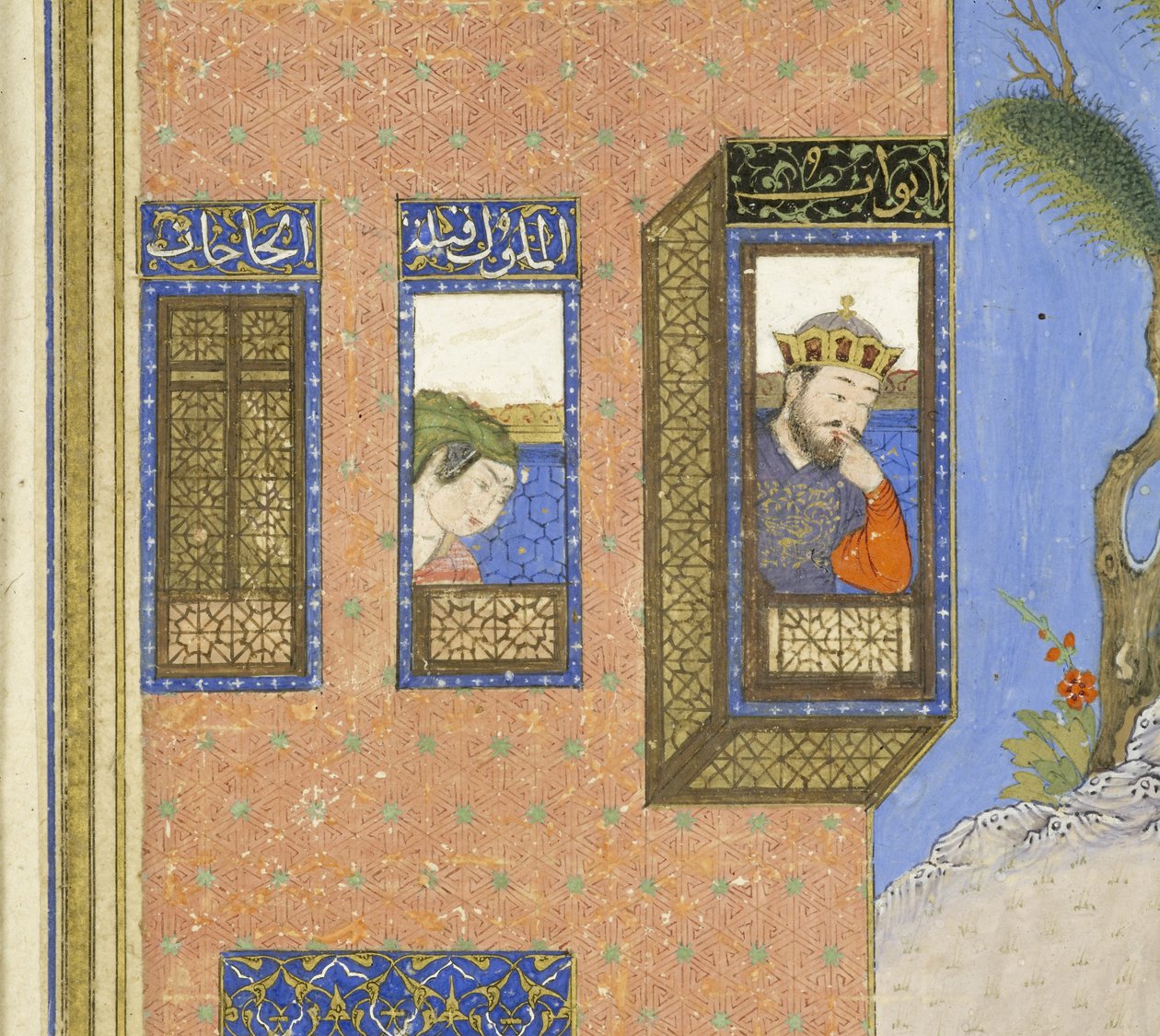 Perski 239 fol.76a Szczegół: Ognista męka Sijjusza, ilustracja z Szahnamy (Księgi Królów), autor Abul-Qasim Mansur Firdawsi (ok. 934-ok. 1020), 1444 r. autorstwa Persian School