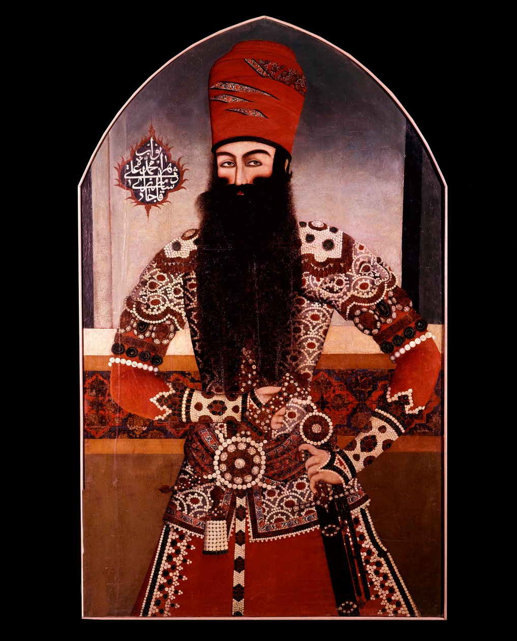 Sztuka perska: „” Portret Mohameda Ali Shaha (Mohammad Ali Shah Qajar) (1872-1925) Malarstwo anonimowe. XIX-wieczna kolekcja prywatna autorstwa Persian School