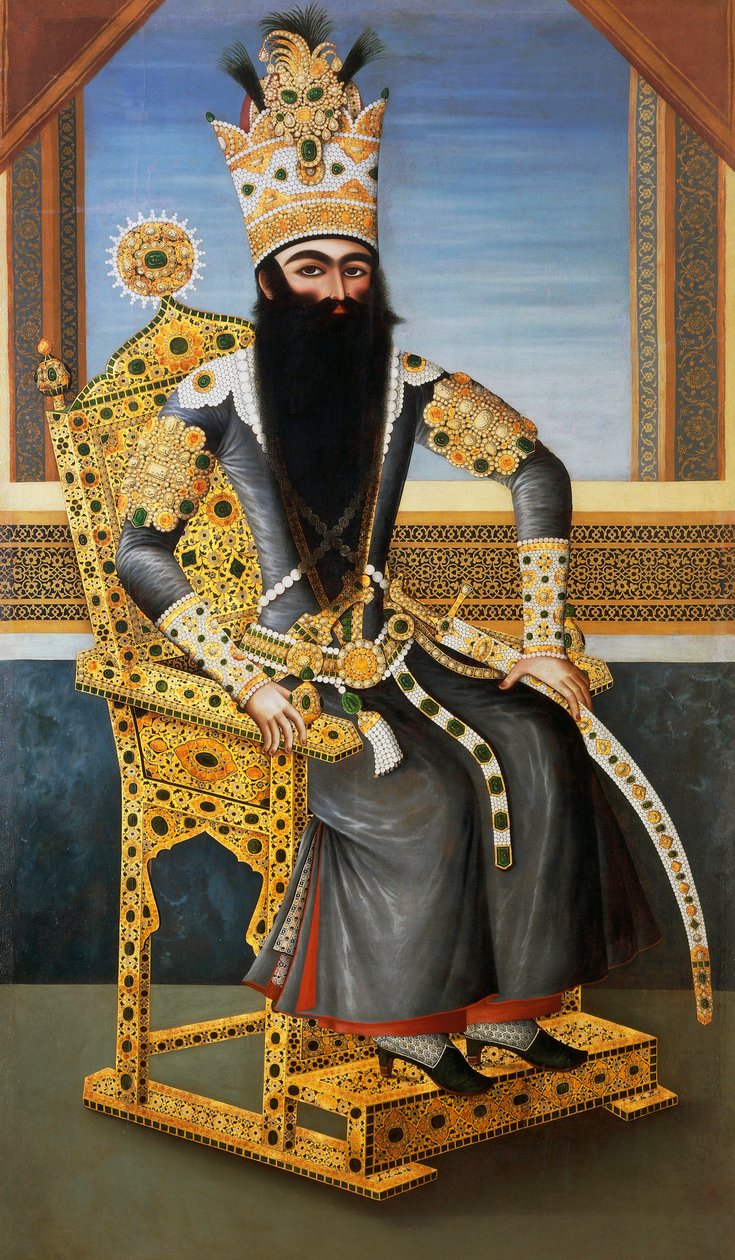 Portret Fath Ali Shah (1762-1834), ok. 1805, król Persji 1797-1834, artysta nieznany, olej na płótnie autorstwa Persian School