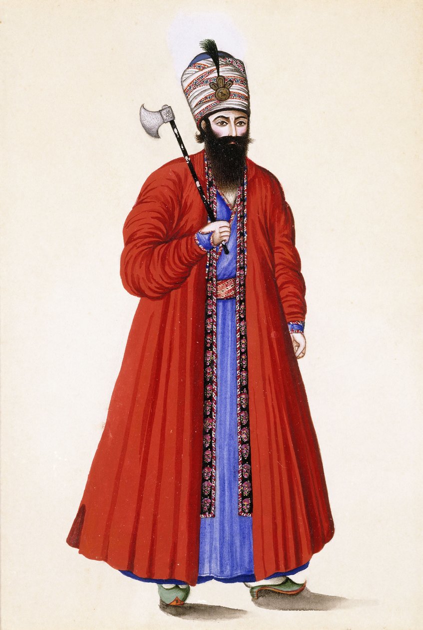 Portret Sadre A”zama, premiera za Fatha „Ali Shah, XIX wiek autorstwa Persian School