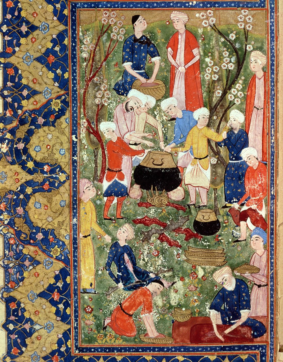 Przygotowanie posiłku, ilustracja z epickiego wiersza Hafiza Shiraziego, Safavid autorstwa Persian School
