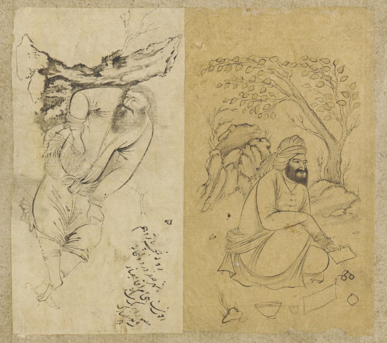 Odpoczywający mężczyzna, Isfahan, dynastia Safawidów, 1639 (atrament na papierze) autorstwa Persian School