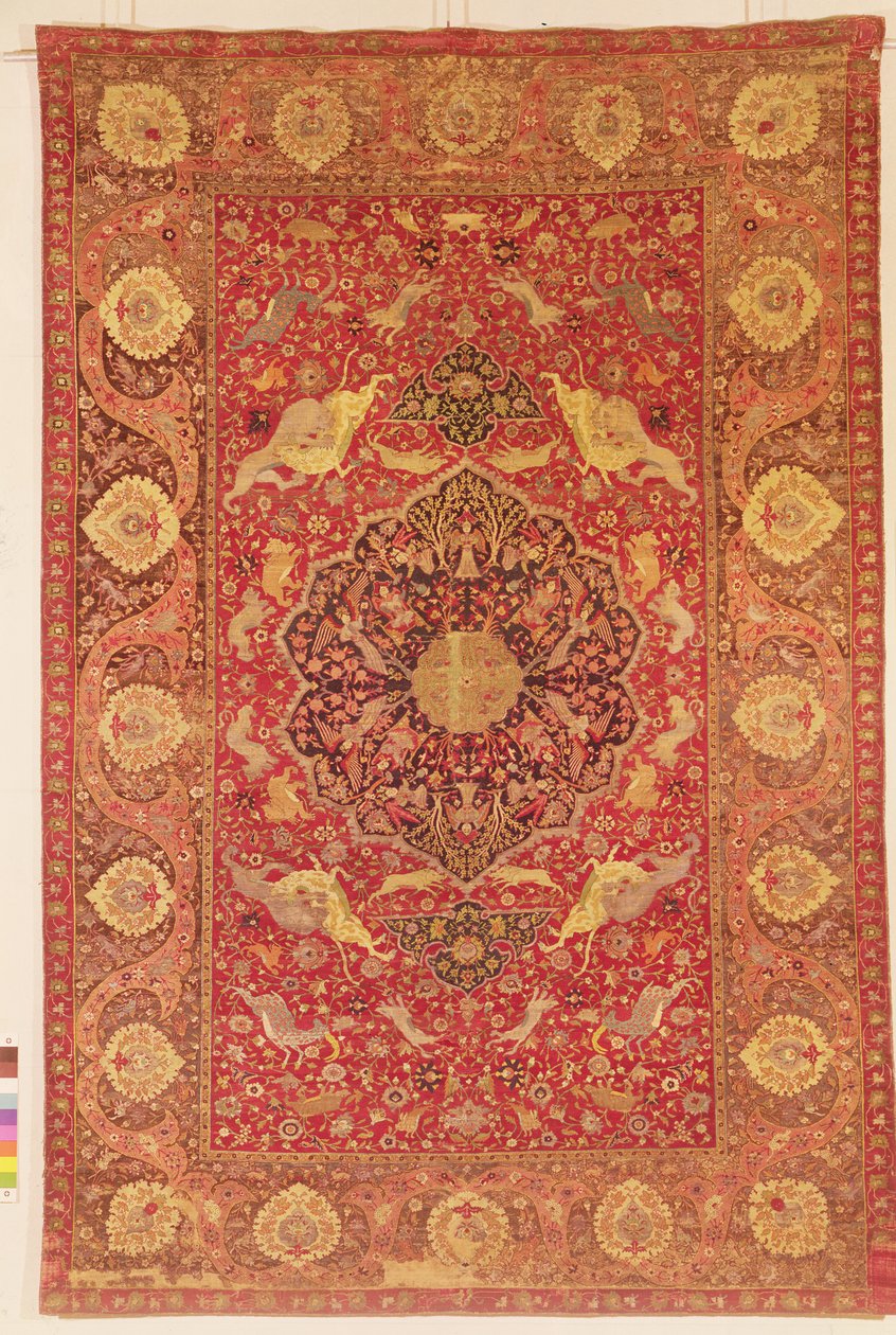 Dywan ozdobiony scenami walki zwierząt autorstwa Persian School
