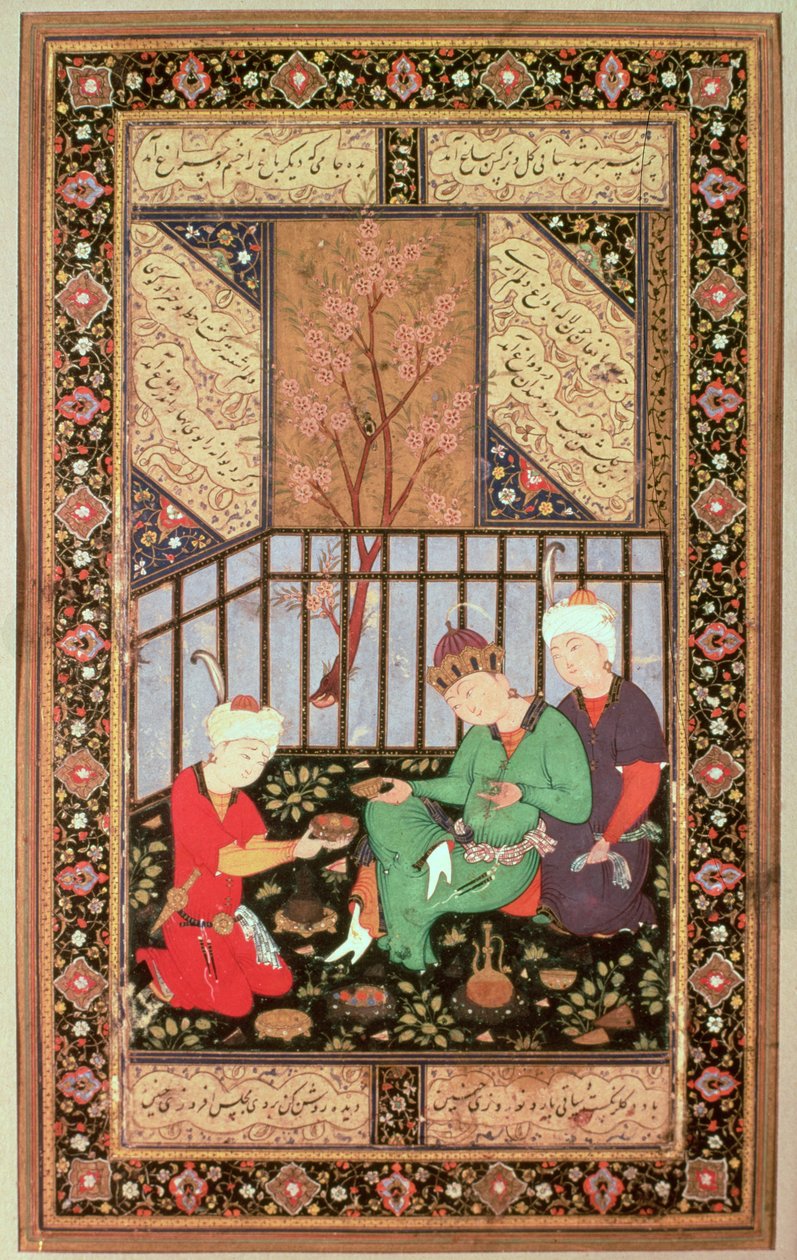 Ceremonia Herbaty, 1560-70 autorstwa Persian School