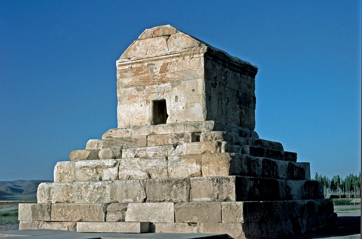 Widok grobowca Cyrusa II, miejsce Pasargades, VI wiek pne autorstwa Persian School