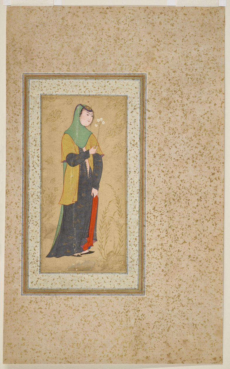Kobieta z bukietem kwiatów, ok.1595 autorstwa Persian School