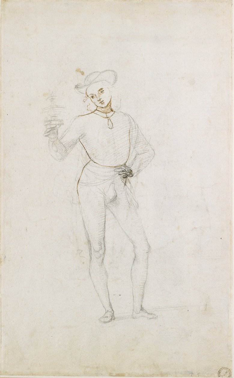 Studium do postaci w adoracji Trzech Króli, c1470-1520 autorstwa Perugino