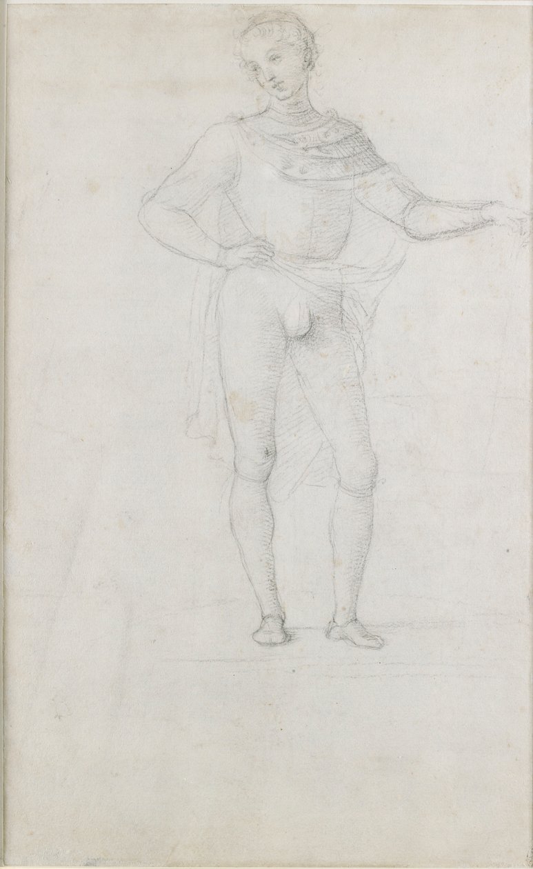 Studium do postaci w adoracji Trzech Króli, c1470-1520 autorstwa Perugino