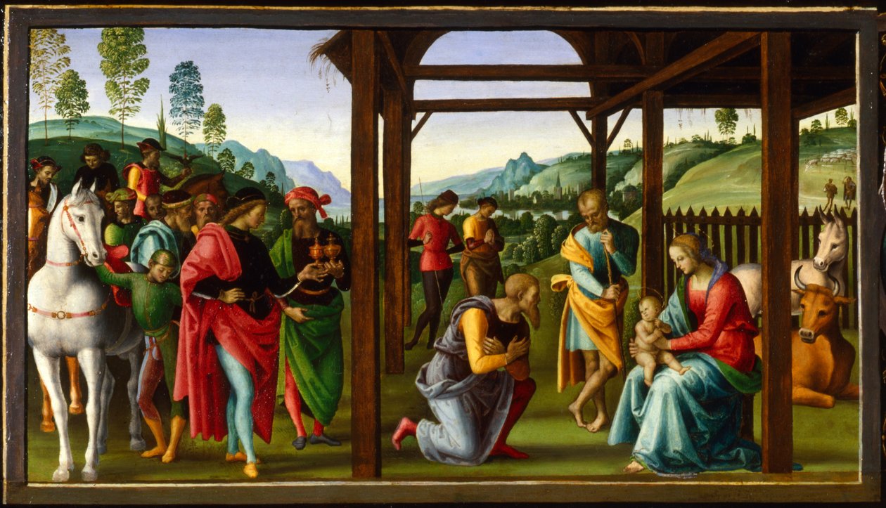 „Adoracja Trzech Króli”, koniec XV-początek XVI wieku autorstwa Perugino