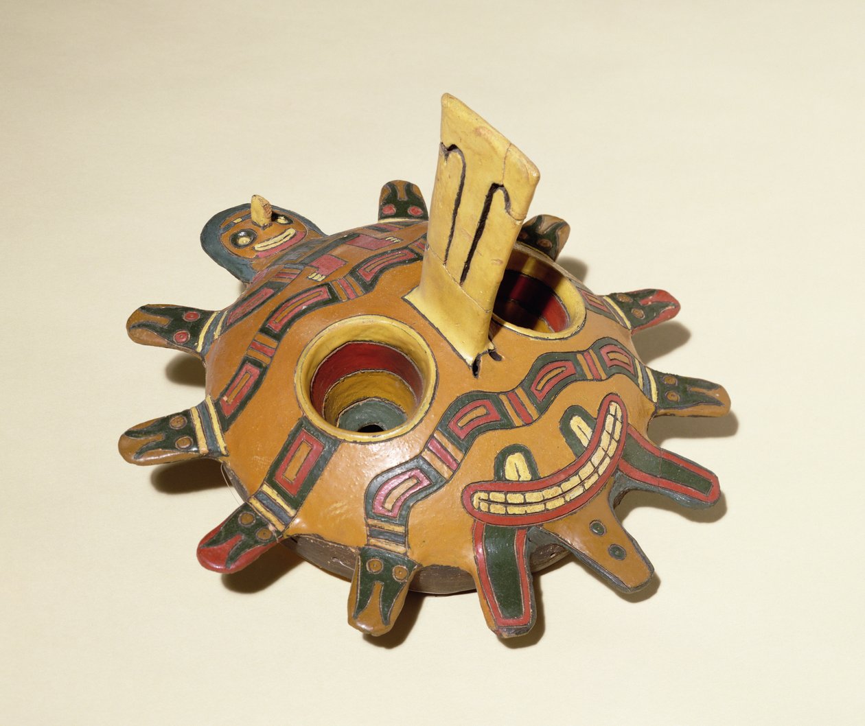 Maska pogrzebowa, z Paracas, 300 pne-1 AD (ceramika) autorstwa Peruvian School