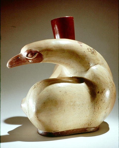 Garncarskie naczynie z ptakiem, Mochica (ceramika) autorstwa Peruvian School