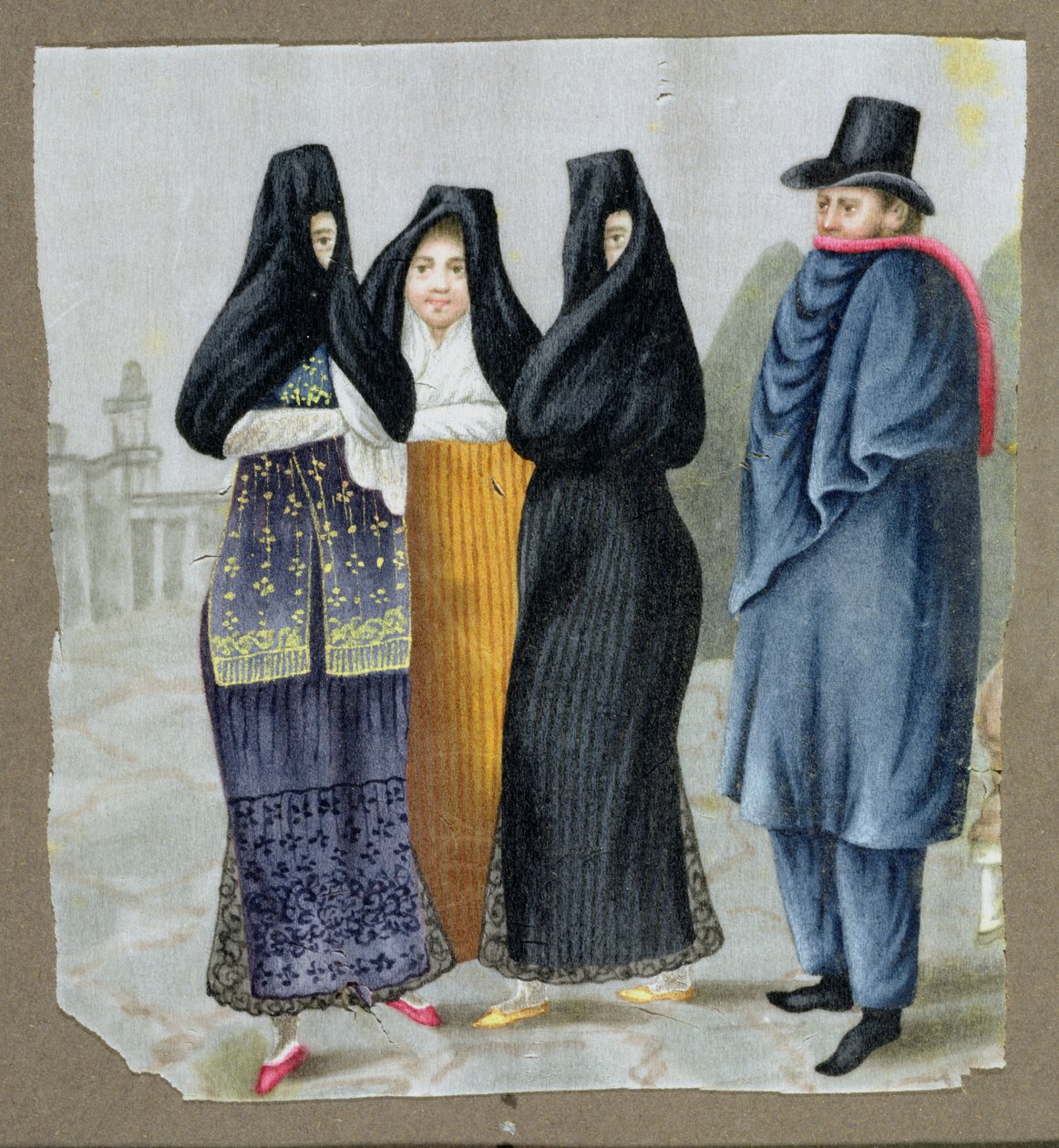 Na ulicach Limy, ok. 1820 (wc na papierze korundowym) autorstwa Peruvian School