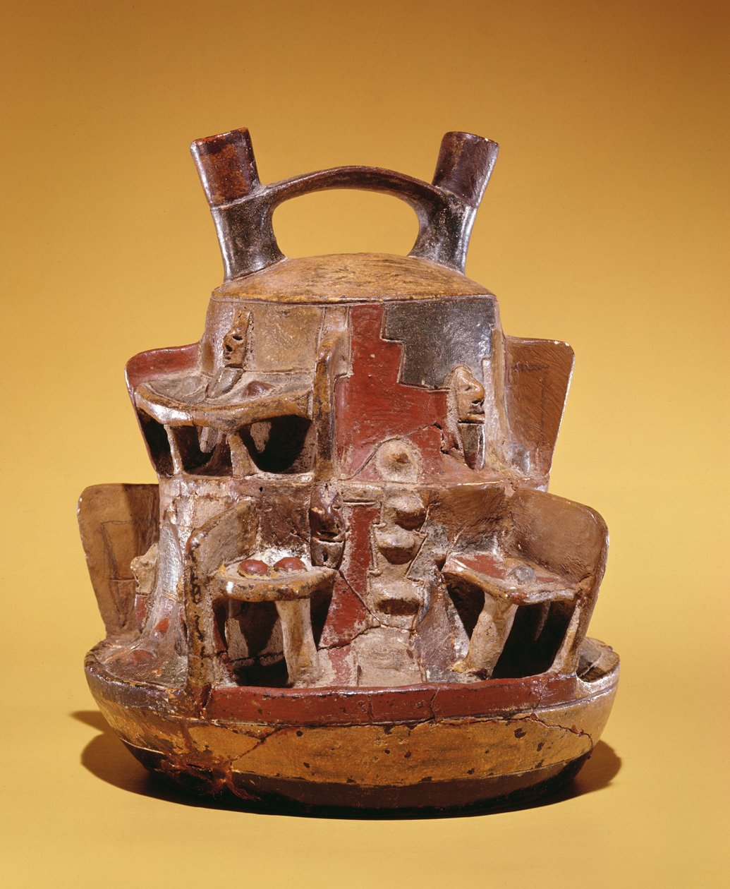 Naczynie ceramiczne przedstawiające domy położone w Andach (naczynia ceramiczne) autorstwa Peruvian School