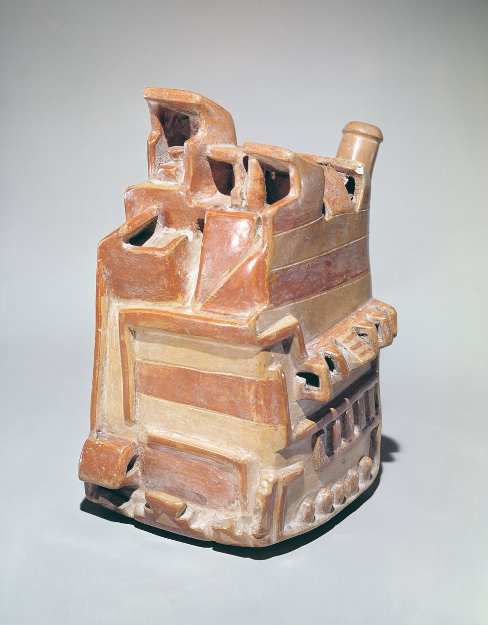 Naczynie w kształcie struktury, Mochica (ceramika) autorstwa Peruvian School