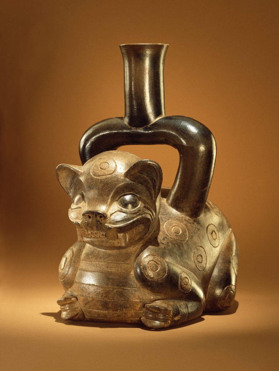 Naczynie z pumą, kultura Chavin, ok.90 pne (ceramika) autorstwa Peruvian School