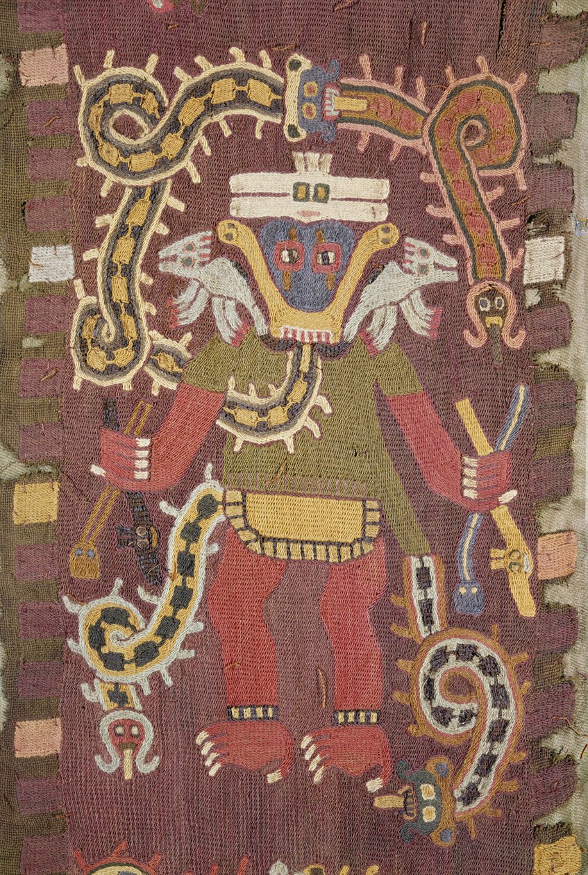 Wełniana figura mitologiczna, Plemię Paracas (materiał) autorstwa Peruvian School