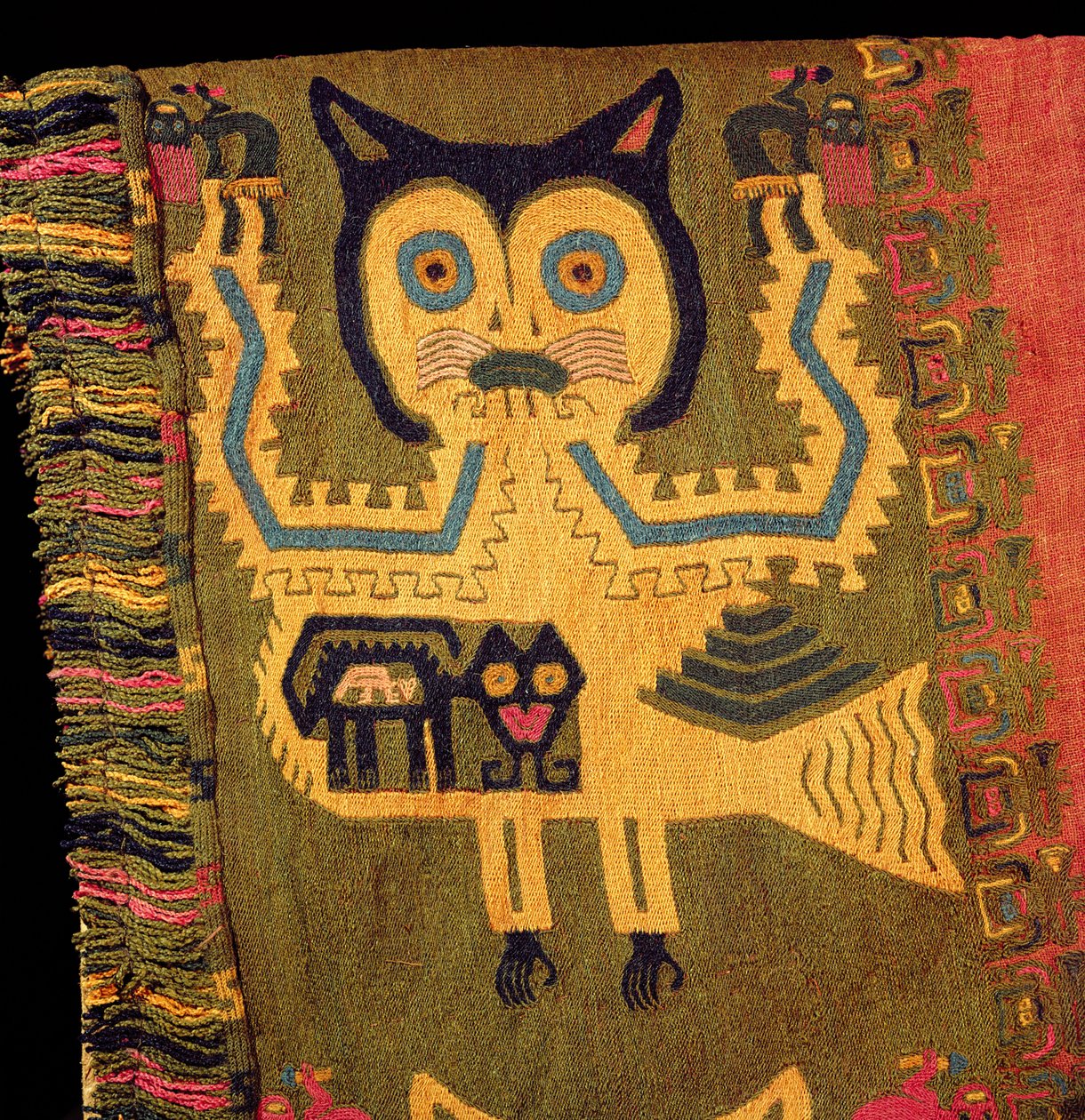 Wełniana figura jaguara, Kultura Paracas, ok. 1500 pne (materiał) autorstwa Peruvian School
