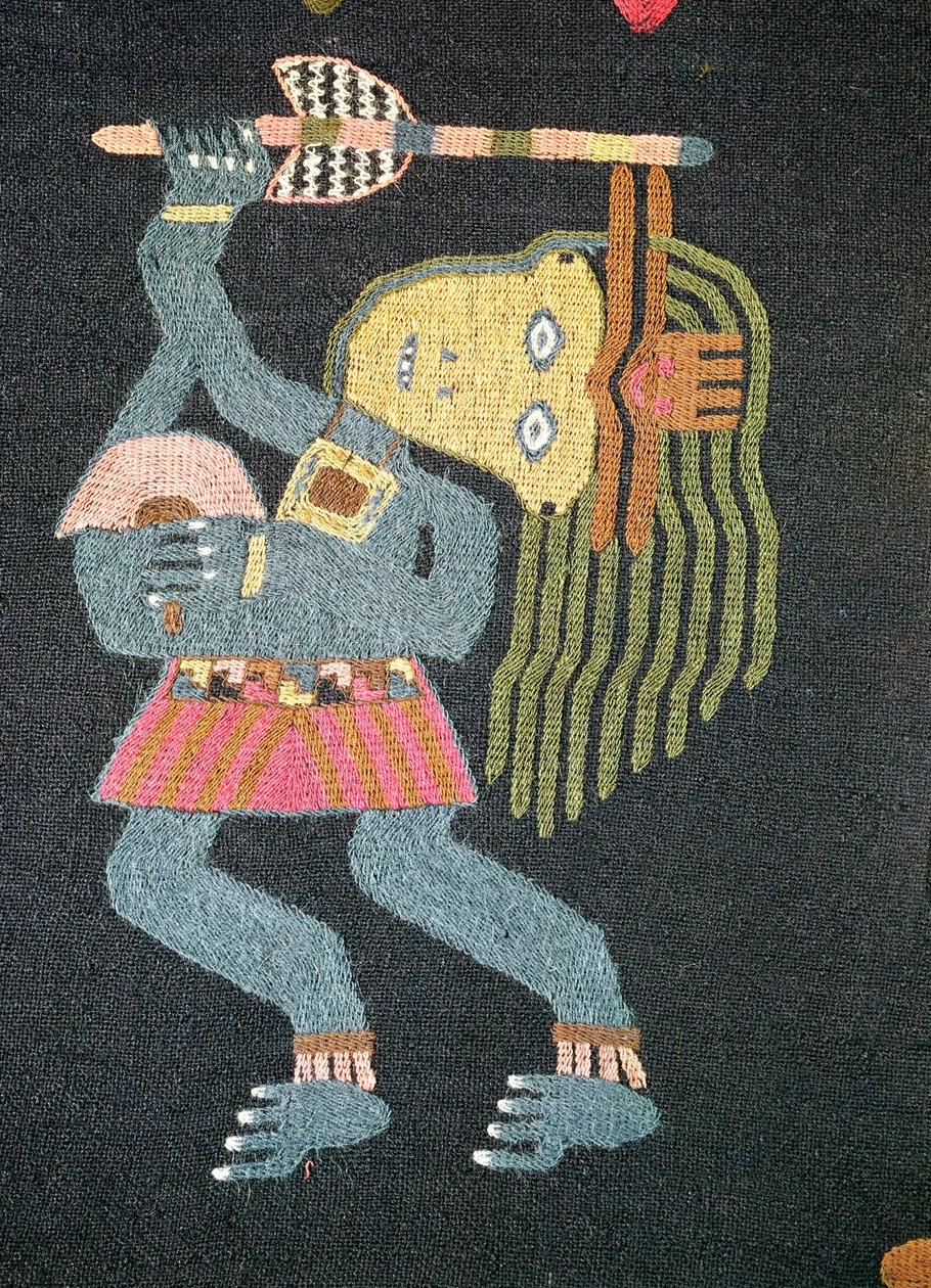 Tancerka z tkanej wełny z batutą, plemię Paracas (tekstylne) (patrz także 231826) autorstwa Peruvian School