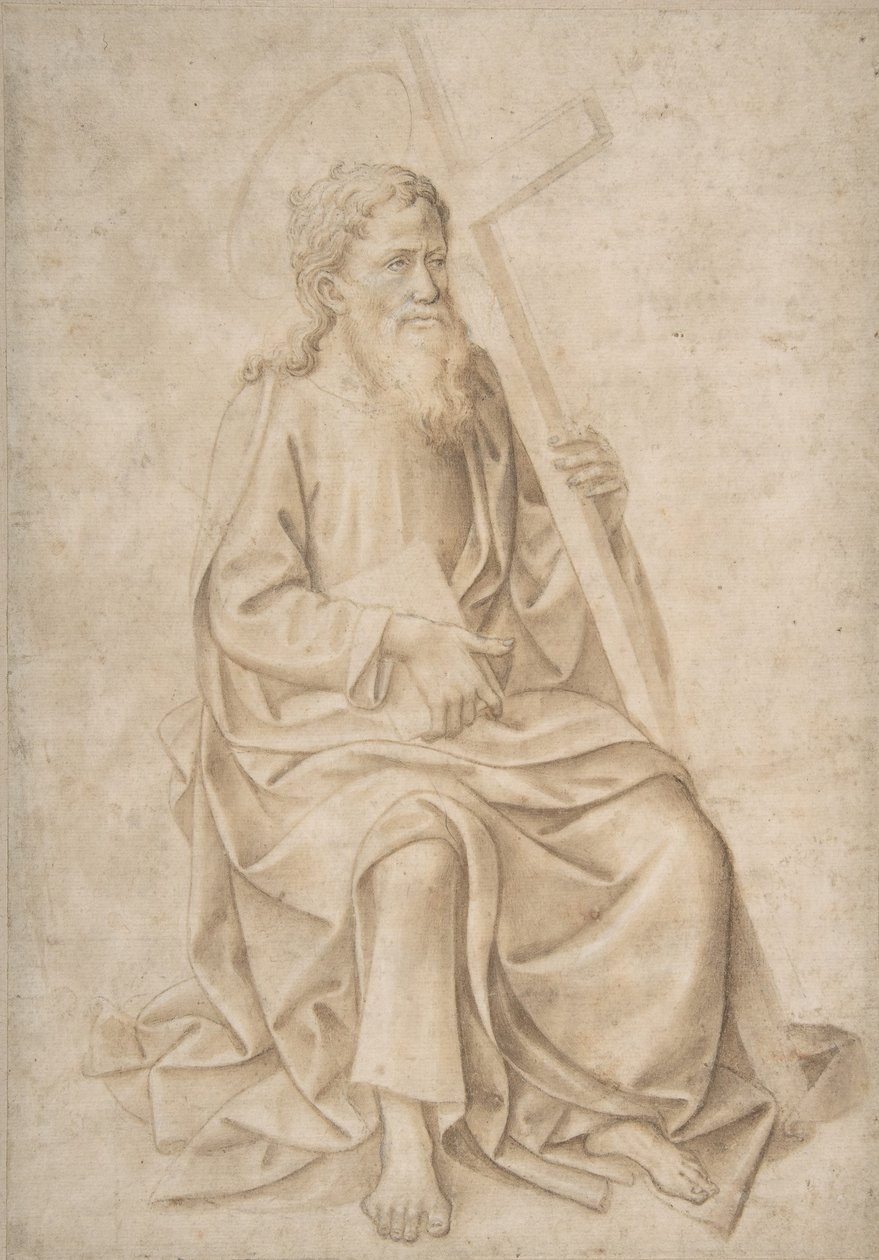 Święty Filip siedzący, trzymający księgę i krzyż, 1422-57. autorstwa Pesello Peselli