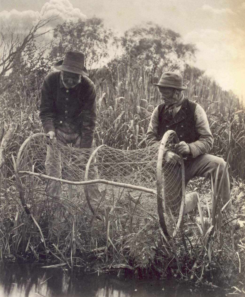 Ustawienie sieci łukowej, Życie i krajobraz na Norfolk Broads, c.1886, autorstwa Peter Emerson und Thomas Goodall
