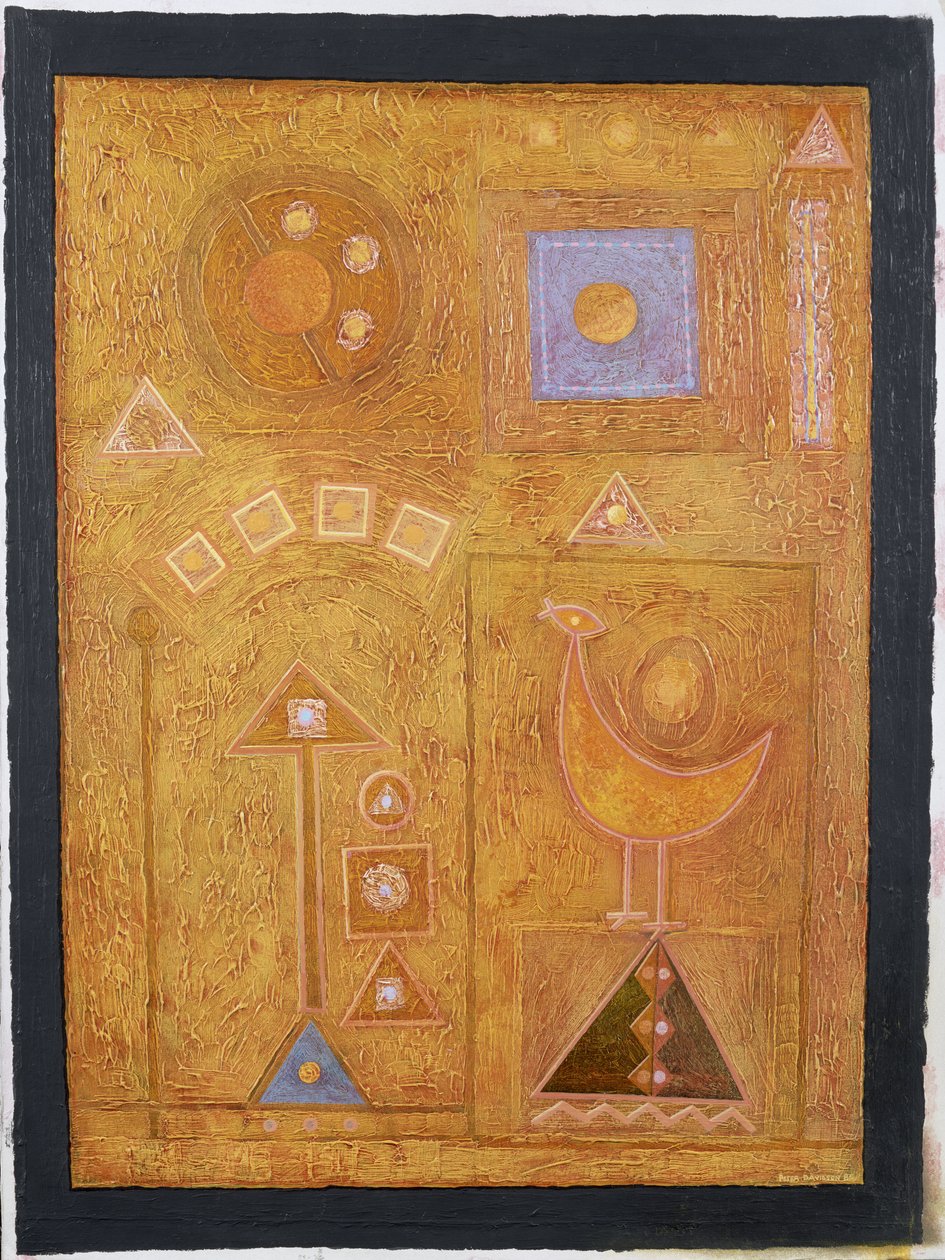 Bird Call to the Sun, 1986 (akryl na papierze) autorstwa Peter Davidson