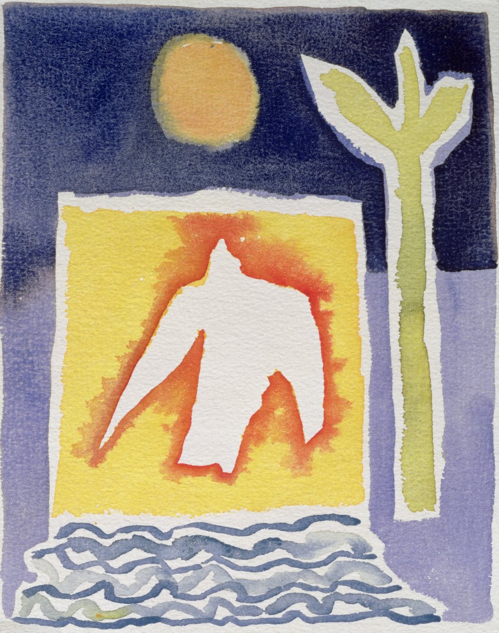 Drzewo, słońce i wschodzący ptak, 1989 (wc) autorstwa Peter Davidson