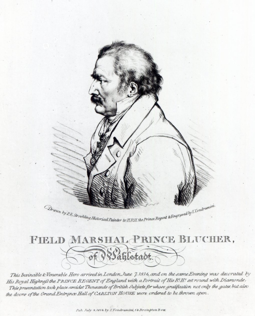 Feldmarszałek Książę Blucher z Wahlstadt, ryt. J. Vendramini, 1814 autorstwa Peter Eduard Stroehling