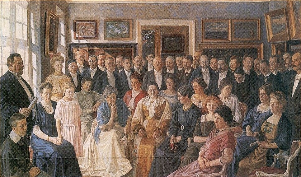 Obraz z inauguracji Muzeum Faaborg w 1910 r. autorstwa Peter Marius Hansen