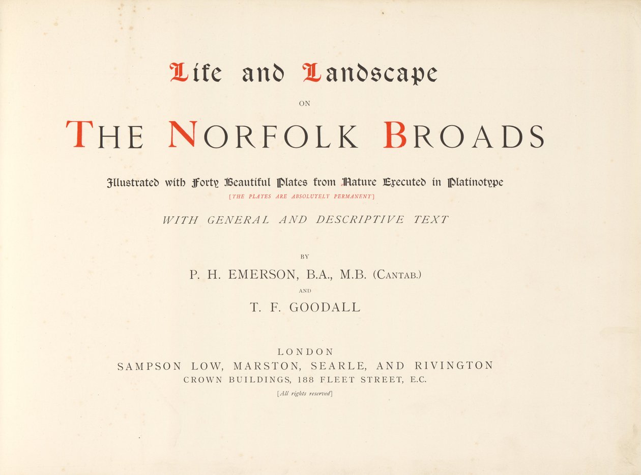 Życie i krajobraz na Norfolk Broads. Ilustrowany czterdziestoma pięknymi płytami z filmu Nature Execut... autorstwa Peter Henry Emerson