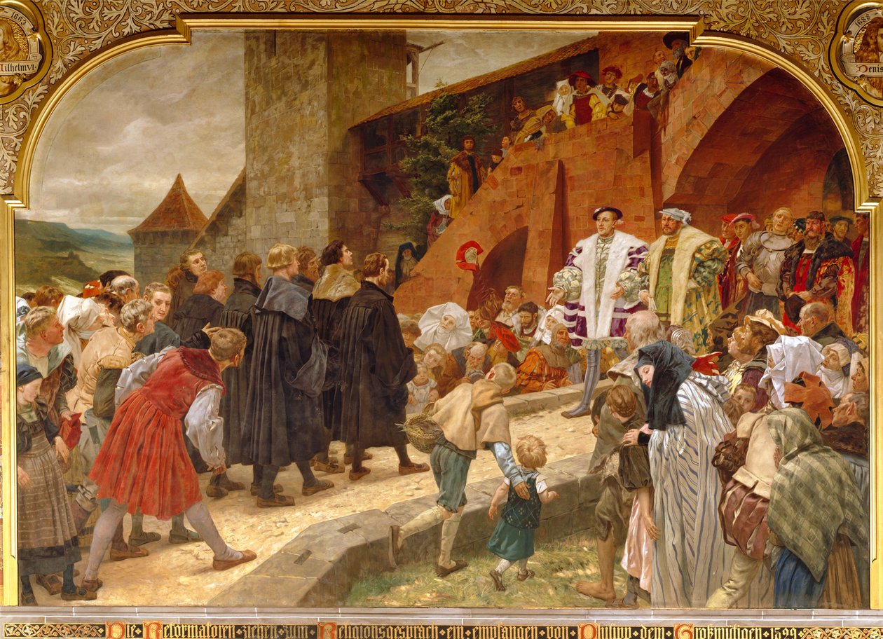 Filip Wspaniały witający reformatorów na debacie religijnej w 1529, 1903 autorstwa Peter Johann Theodor Janssen